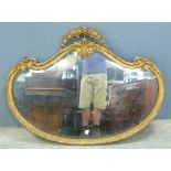 19th Century gilt gesso framed overmantel mirror, 37cm x 114cm