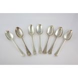 George II and George III silver Hanoverian pattern table spoons various dates circa 1754 and various