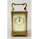 Anglo-Chinese brass and glass carriage clock by Hirsbrunner & Co of Tientsin 15 cm