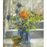 W. Plunkett, 'Flowers from the Garden', signed, oil on canvas laid on board, 22cm x 19.5cm,.