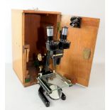 Mid 20th century microscope, by Charles Perry, 41 Waltham Road, London, model D.M.S.1 numbered 1259,