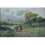 James Peel (1811-1906 ) Villagers returning home, oil on canvas, signed, gilt foliate frame, 29x19