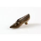 Edward VII silver ladies boot novelty pin cushion , probably by Levi & Salaman, Birmingham 1904