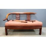 Chinese hardwood double chair, 122cm wide