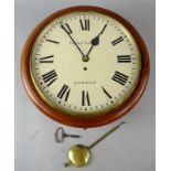 19th century mahogany cased single fusee wall clock Cohen & Samuel of London, diameter 40cm