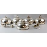 Five silver plated meat dish covers, plated sauce boat etc .