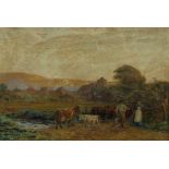 Alfred Fitzwalter Grace (1844-1903) Sussex downs, watercolour, signed, 25cm x 37cm.
