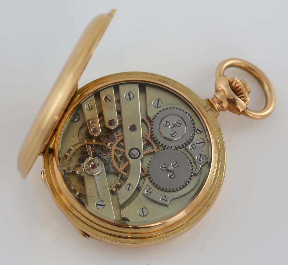 Full hunter pocket watch, white enamel dial with Roman numerals, subsidiary dial and minute track, - Image 4 of 4