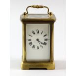 Brass and glass carriage clock with lever escapement 14 cm