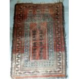 Red ground Persian prayer mat 136 x 88 cm