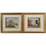 Bill Anstice Brown, Burano 13cm x 26cm, Winter Willows near Muchelney 14cm x 16cm (2).