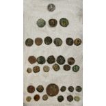 Group of ancient mainly bronze Byzantine coins, including, three Justin and Sofia, follies 565-