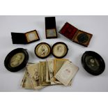 19th Century Portrait Photography - Two Daguerreotype photographs in cases, an Ambrotype in case &
