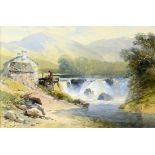 Thomas Leeson Rowbotham (British, 1783-1853) 'A waterfall in County Wicklow' watercolour, signed and