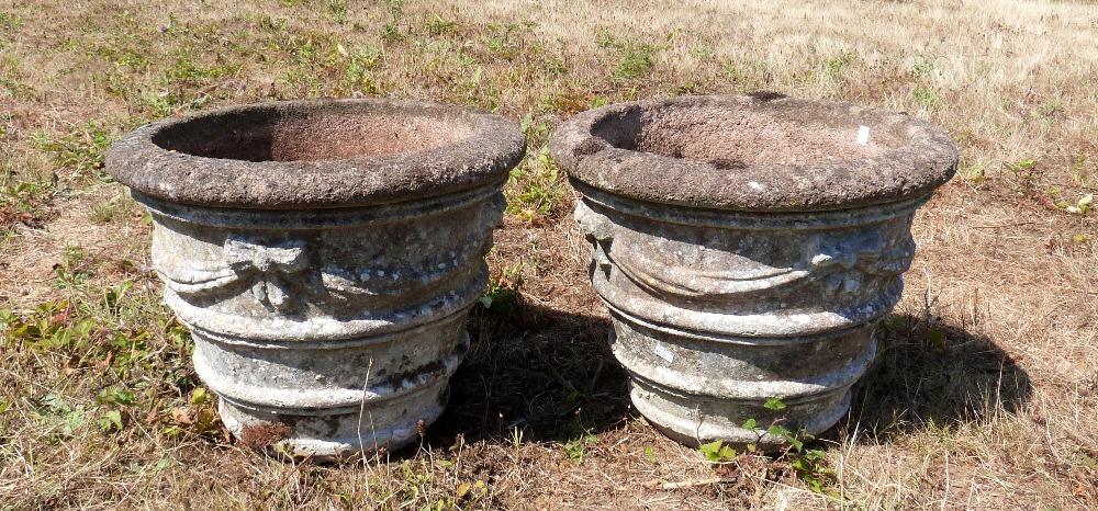 Pair of composite stone garden planters, diameter 52cm - Image 4 of 6