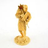 19th Century Japanese ivory figure of a man carrying a basket 20 cm,PLEASE NOTE: THIS ITEM