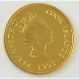Cook Islands 1995 Queen Mother 14 carat Gold Proof $50 coin in capsule and collectors box with