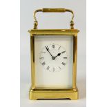 Early 20th Century brass and glass carriage clock with lever escapement, striking on a bell,