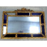 Late 19th century gilt and blue glass wall mirror, 69cm x 93cm