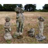 Four composite stone garden ornaments Tallest 76 cm