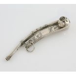 Victorian silver bosun's whistle with bright cut decoration, by Yapp & Woodward, Birmingham, 1853,