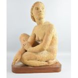 § Karin Jonzen (British, 1914-1998), Young Woman Wondering, stoneware on wooden base, 57cm high.