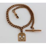 Early 20th C graduated Albert chain, measuring approximately 33.5cm in length, with T-Bar clasp