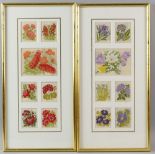 A framed collection of Kensitas Flowers silks, (38).
