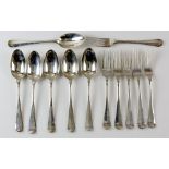 Set of six 20th century Dutch silver dinner forks and six matching table spoons, maker's mark 'WVZ',