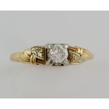 Diamond single stone ring, transitional cut diamond, estimated weight 0.23 carats, mounted in yellow