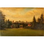 F Vin ....(signature indistinct) 1903 Oil on canvas depicting a manor house with croquet lawn in the
