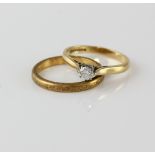 Single stone diamond rings, round brilliant cut diamond, estimated weight 0.28 carats, estimated