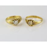 Old cut single stone diamond ring, estimated diamond weight 0.43 carats, estimated colour I/J and