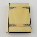 Victorian ivory and silver mounted card case with purple interior enclosing ten gilt-edged