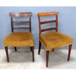Set of six 19th century mahogany bar back dining chairs with padded seats on square tapering legs