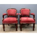 Pair of 19th century oak framed arm chairs