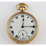 Amended description and photo, Watch only in this lot, 1920's gold pocket watch, white enamel dial