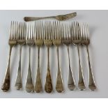 Set of five Edward VII Old English pattern dinner forks, by John Round & Son Ltd., Sheffield,
