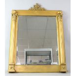 19th Century gilt framed rectangular wall mirror of Masonic interest, Prince of Wales Feathers crest