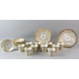 Royal Worcester Chamberlains, gold vermicello pattern n403 part tea service comprising 10 cups (Bute