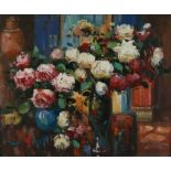 H. Mike, still life, flowers, oil on canvas, signed, 50cm x 60cmPROVENANCE: Sold on behalf of Woking