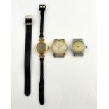 A lady's gold wristwatch, the octagonal case surmounting a sunburst dial with Arabic numerals and