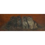Bessie Bamber (British, active 1900-1910). Four Kittens, oil on oak panel, signed with initials