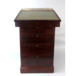 19th century mahogany davenport with sliding top above four drawers on plinth base, 85cm x 46cm
