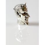 Novelty silver vesta case in the form of a devil's head, with nose button release cover and red