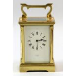 French brass carriage clock, the dial signed Mallory, Bath 15cm
