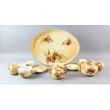 Royal Worcester blush ivory coffee service, comprising, tray, teapot, cream jug, sugar bowl, five