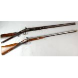 Double barrel percussion shotgun 76cm barrels marked STUB TWIST on top, and a percussion musket the