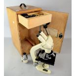 Mid 20th century binocular microscope, by Watson & Barnet, London, 'The Bactil 60' no.133865, in