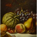 19th century still life of fruit unsigned oil on canvas 34cm x 30cm .